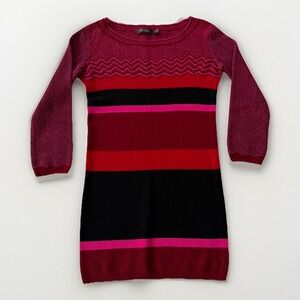 The Limited Sweater‎ Women's XS Pink Black Red Stripe 3/4 Sleeve Merino Wool